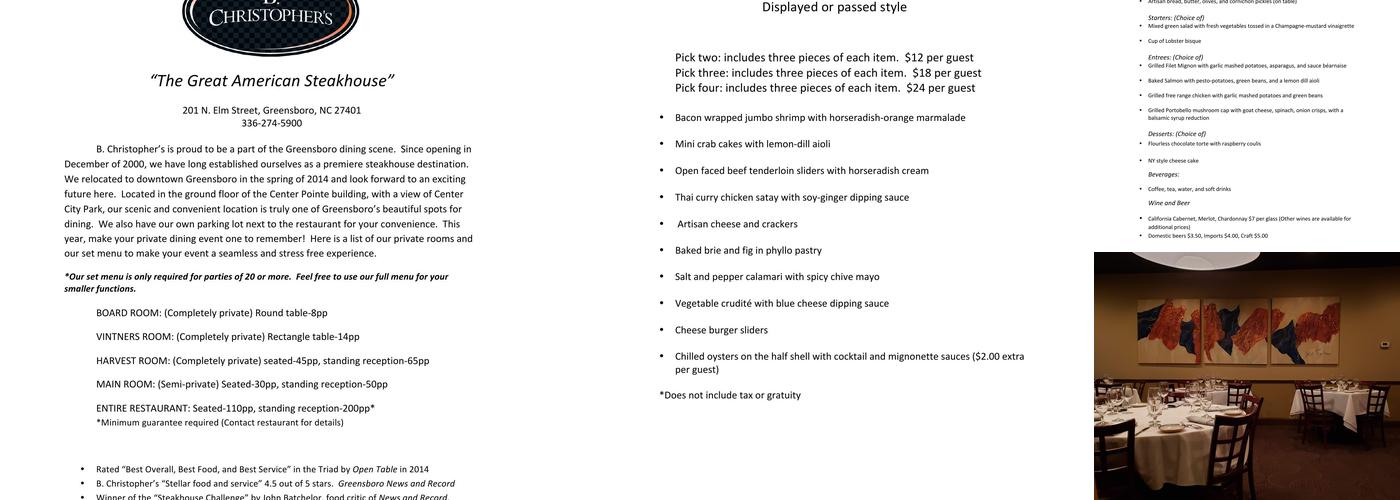 B. Christopher's Menu