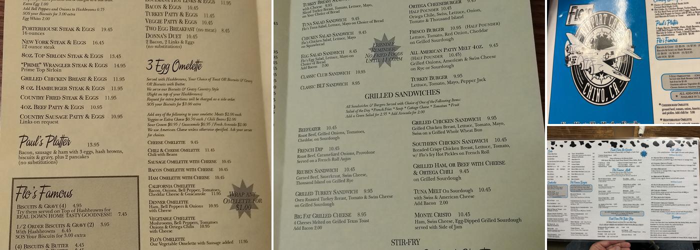 Flo's Airport Cafe Menu
