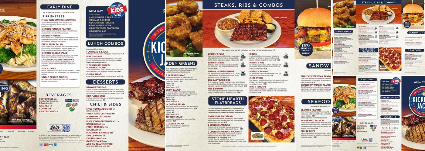 Kickback Jack's Greensboro - Battleground Menu