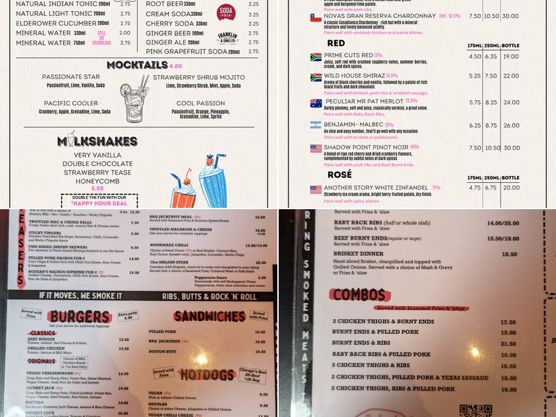 Bodean's BBQ Covent Garden Menu