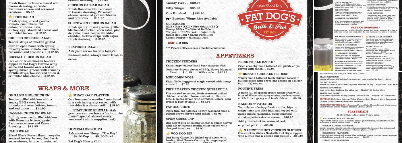 Fat Dog's Grille & Pub Menu