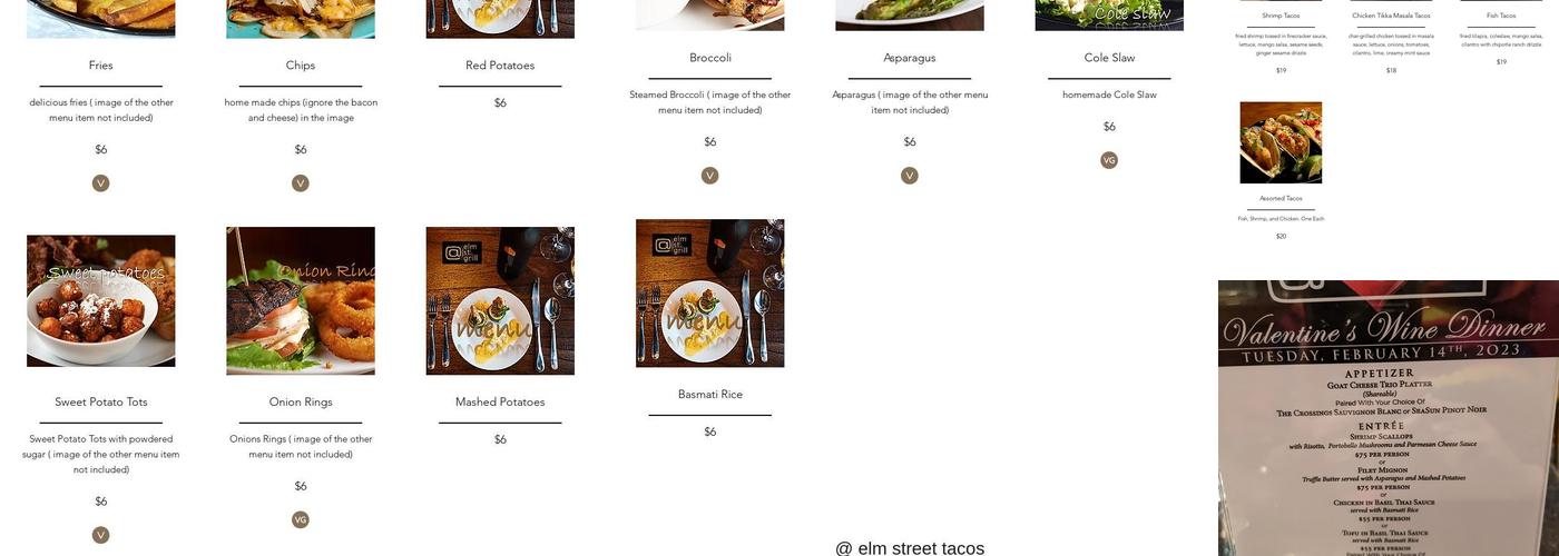 At Elm St Grill Menu