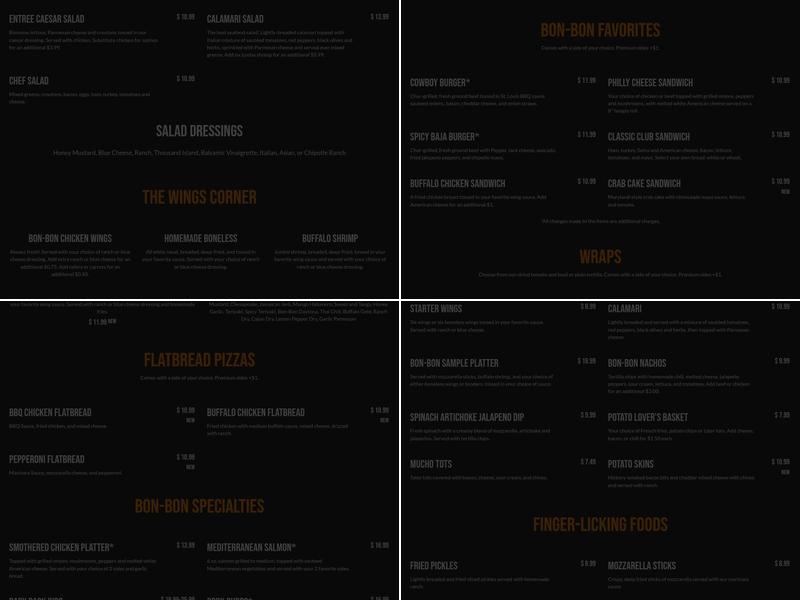 Bon-Bon Wings & Grill Menu