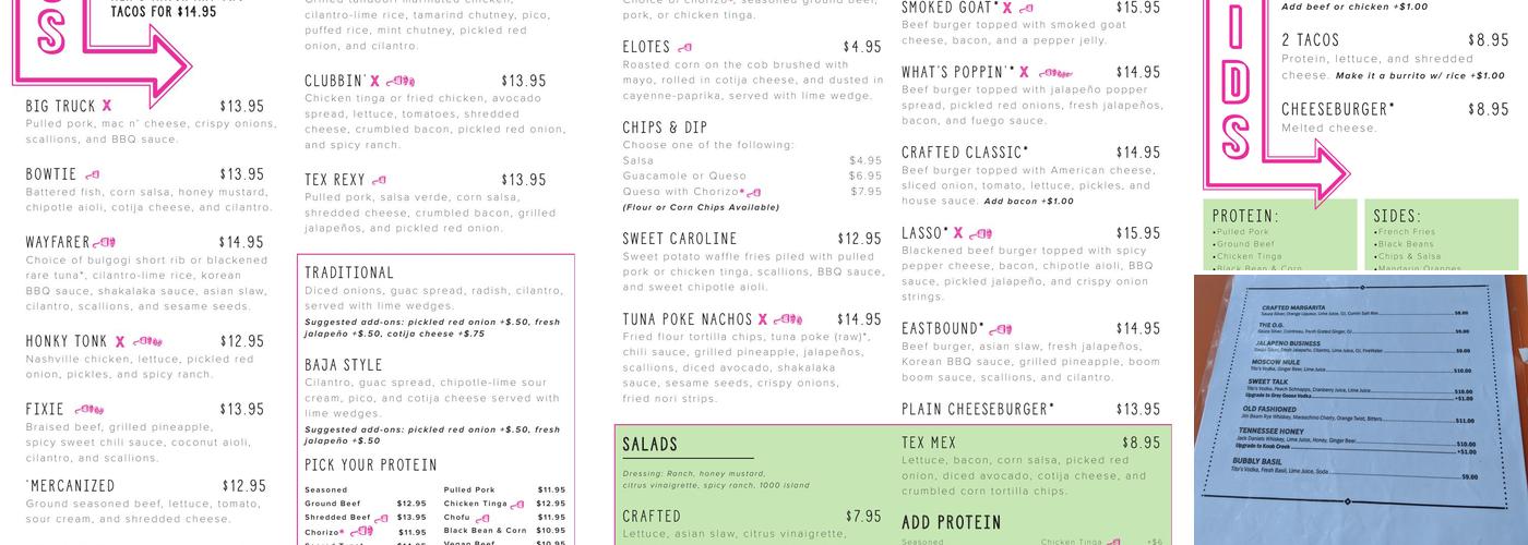 Crafted The Art of the Taco Menu