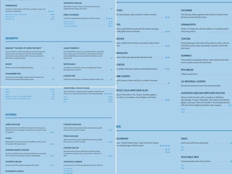Acropolis Restaurant Menu