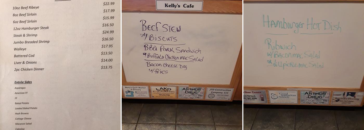 Kelly's Cafe Menu