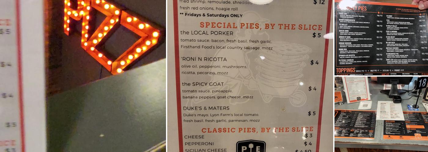 Pie Pushers Menu