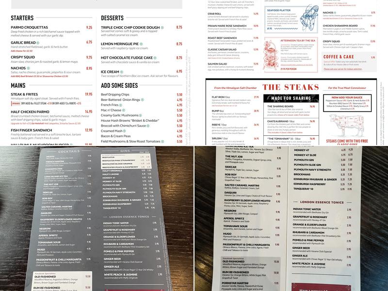 Tomahawk Steakhouse Saltburn Menu