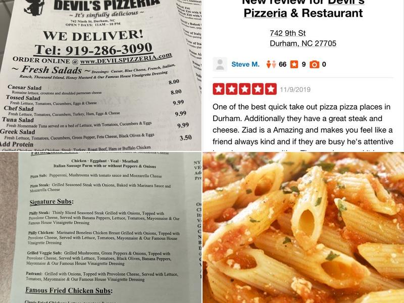 Devil's Pizzeria Menu