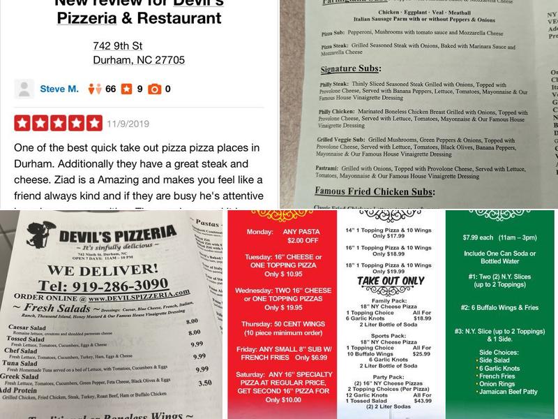 Devil's Pizzeria Menu