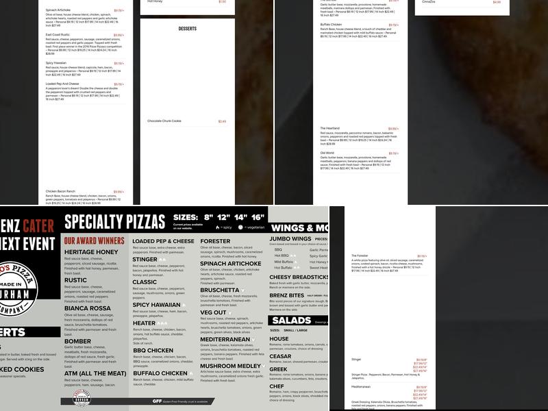 Enzo's Pizza Co. Menu