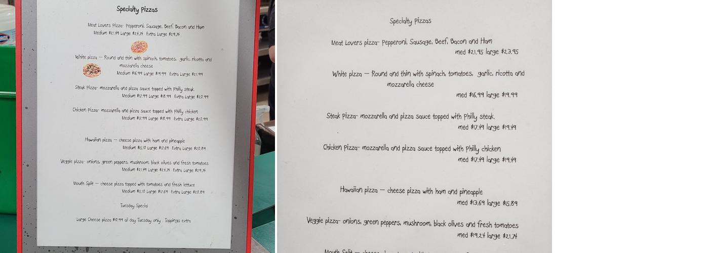 Italian Pizzeria Restaurant Roxboro Rd Menu