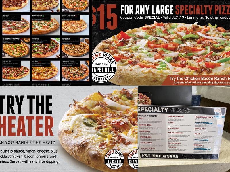 Brenz Pizza Co. Chapel Hill Menu