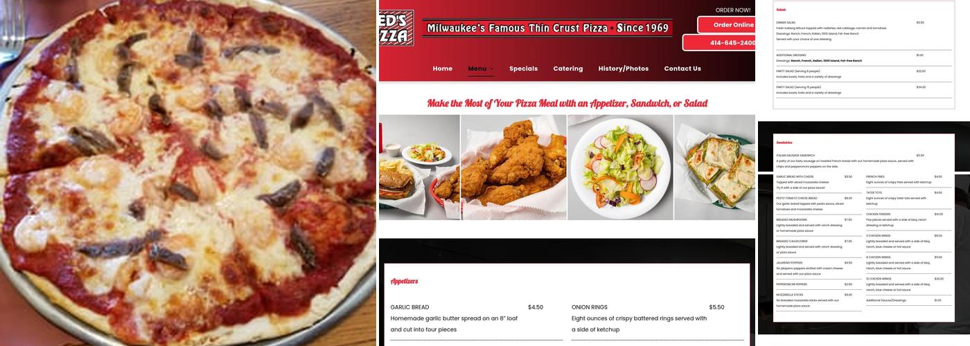 Ned's Pizza Menu