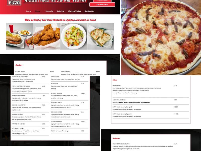 Ned's Pizza Menu