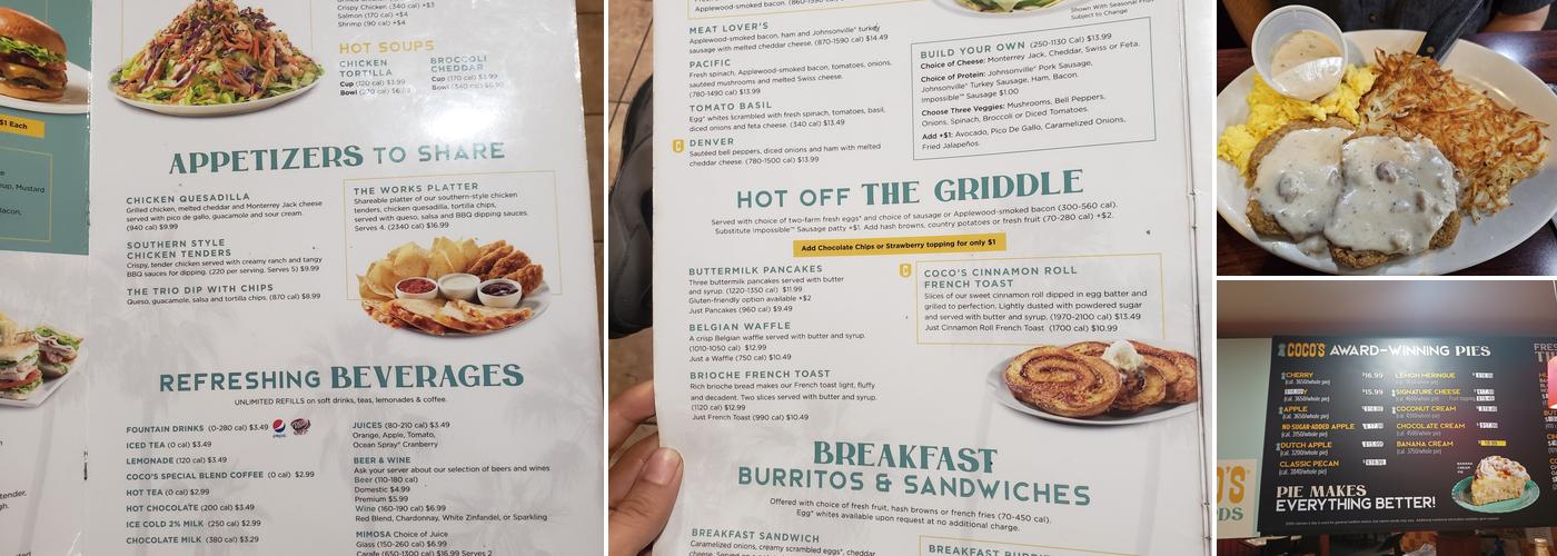 Coco's Bakery Restaurant Menu