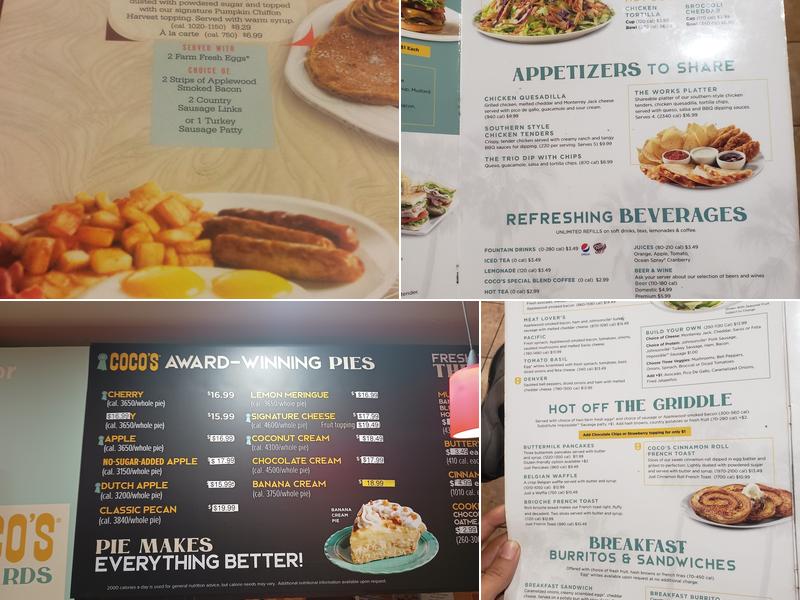 Coco's Bakery Restaurant Menu