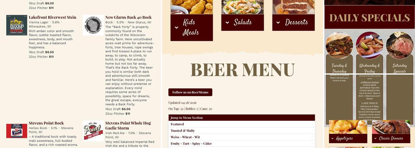 Erv's Mug Menu