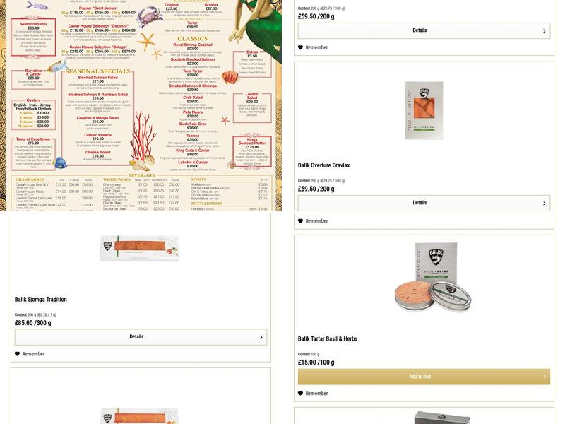 Caviar House & Prunier Menu