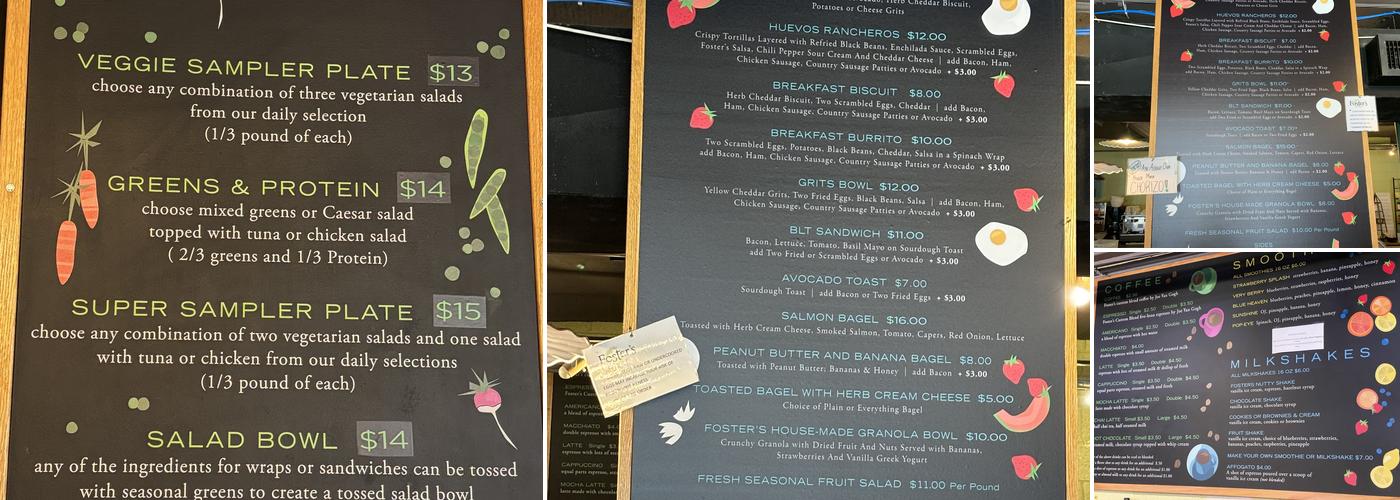 Foster's Market Menu