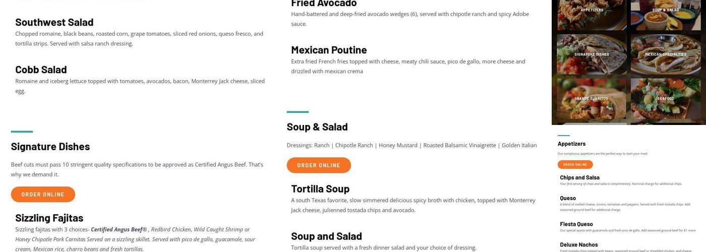 Adobe Cafe Menu