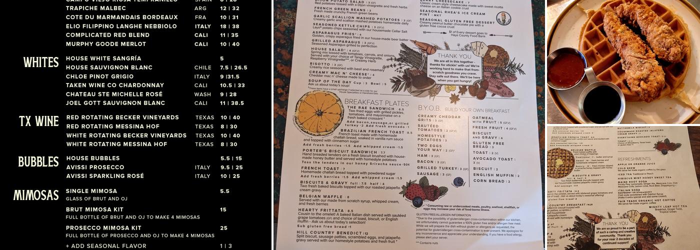 The Root Cellar Cafe Menu