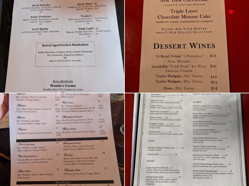 Moody's Bistro Bar & Beats Menu