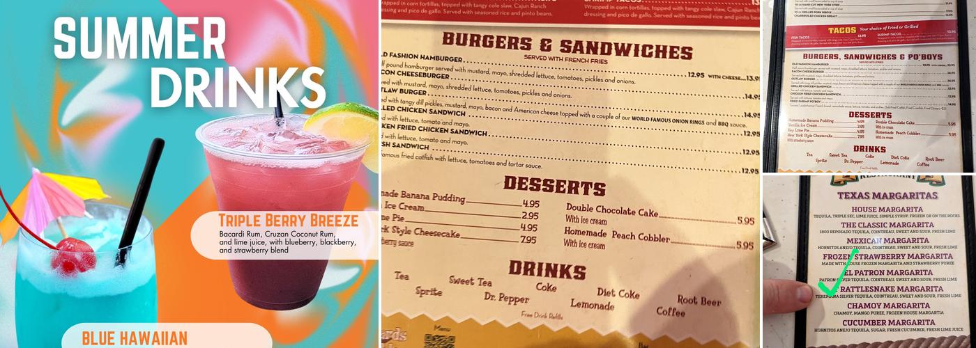 Clear Springs Restaurant Menu