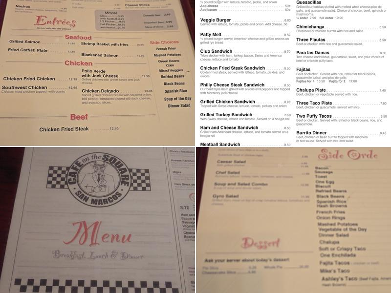 Cafe on the Square Menu