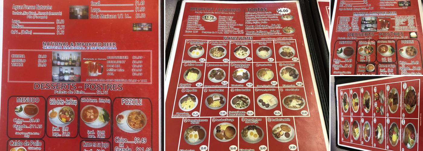 Taqueria Tequila Jalisco Menu