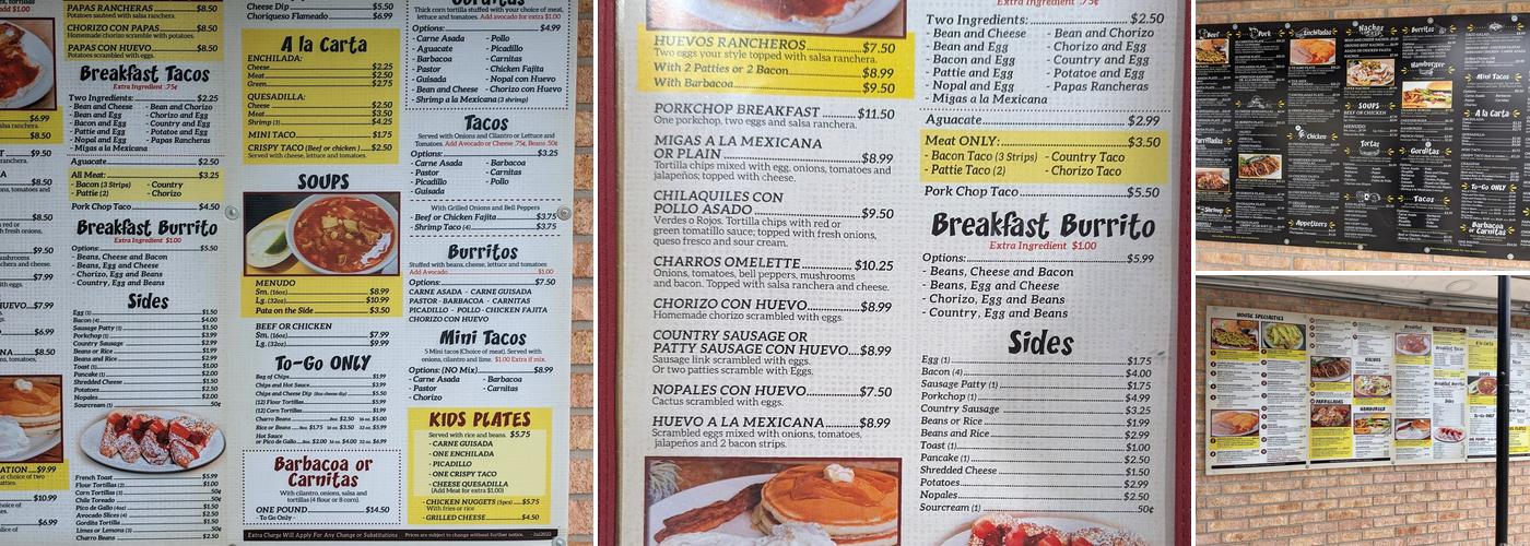 El Charro de Seguin Menu