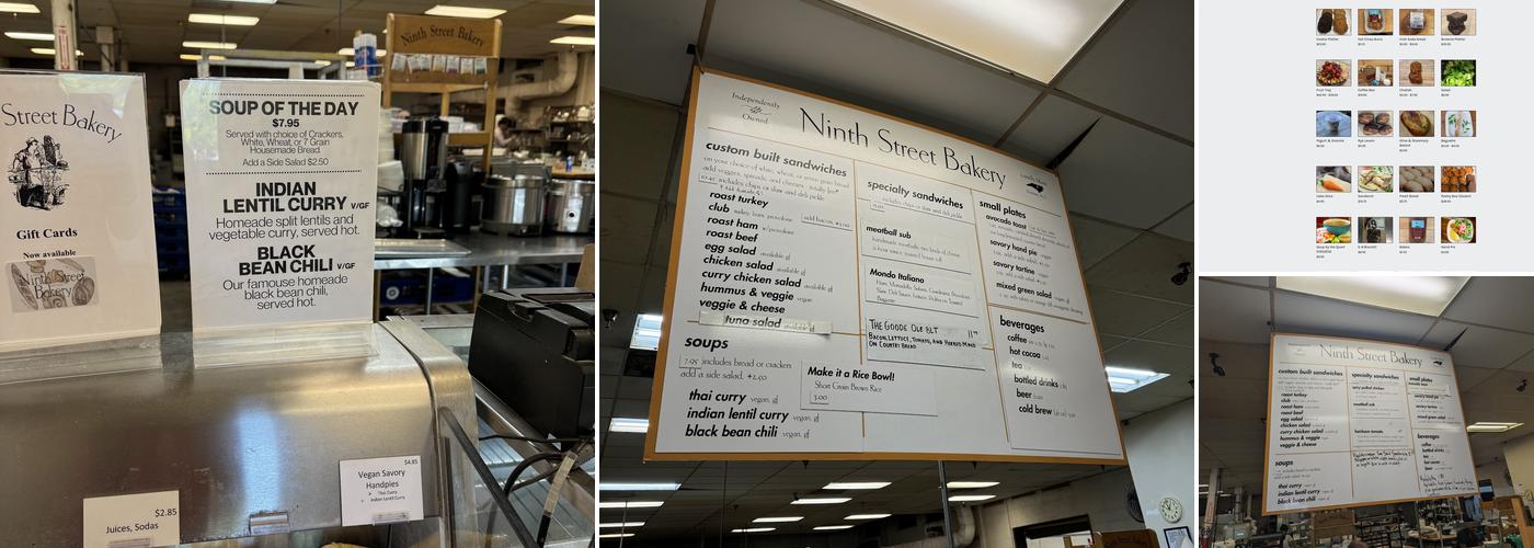 Ninth Street Bakery Menu