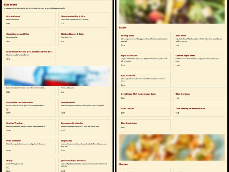 San Jose Tacos & Tequila Menu