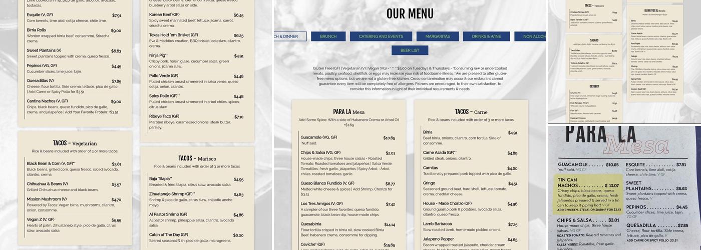 BelAir Cantina Menu