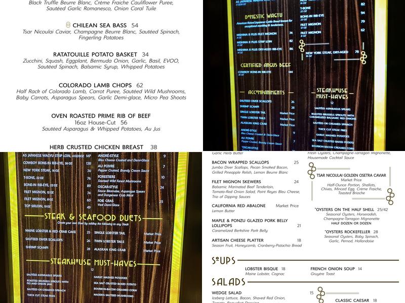 Atlantis Steakhouse Menu