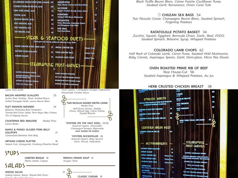 Atlantis Steakhouse Menu