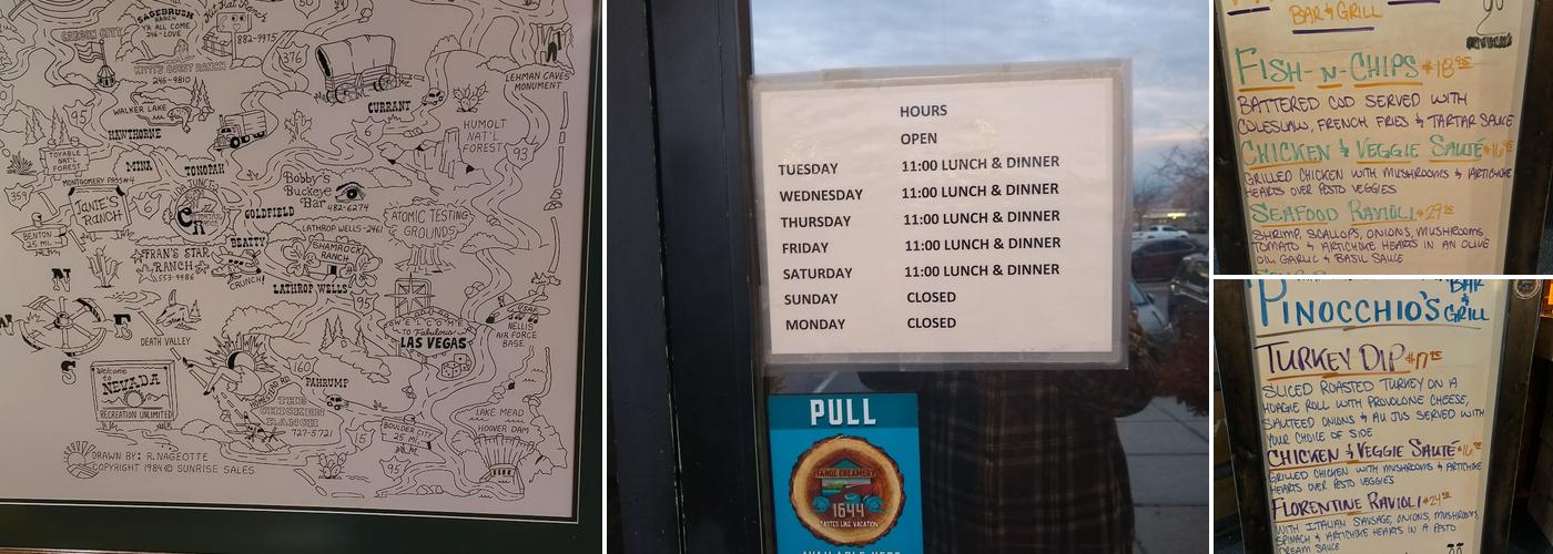 Pinocchio's Bar & Grill Menu