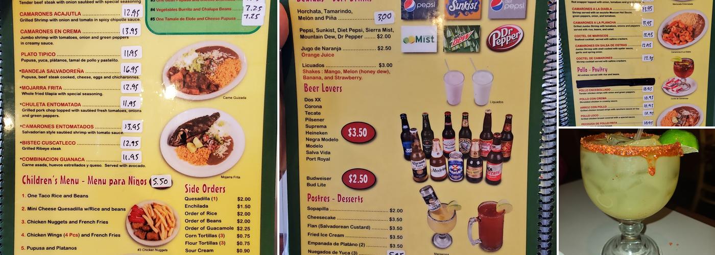 El Cuscatleco Menu