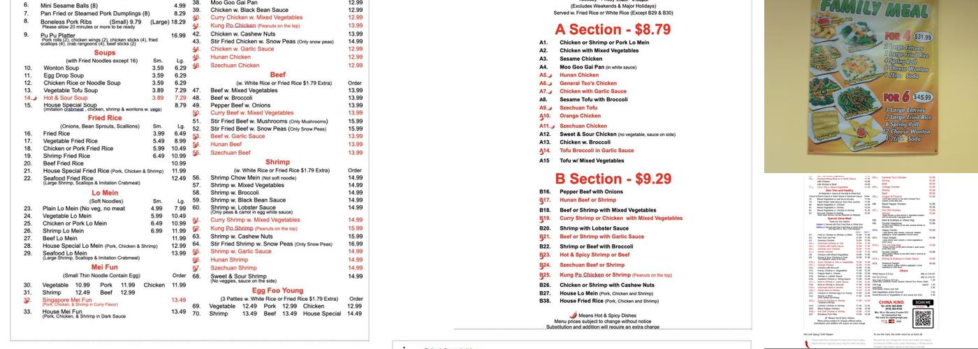 China King Menu