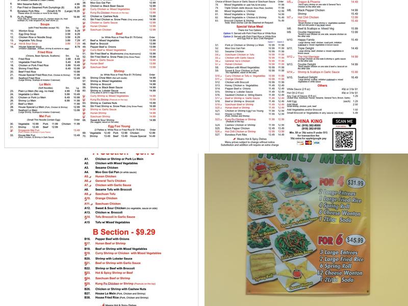 China King Menu