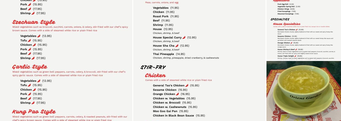 Orient Garden Menu