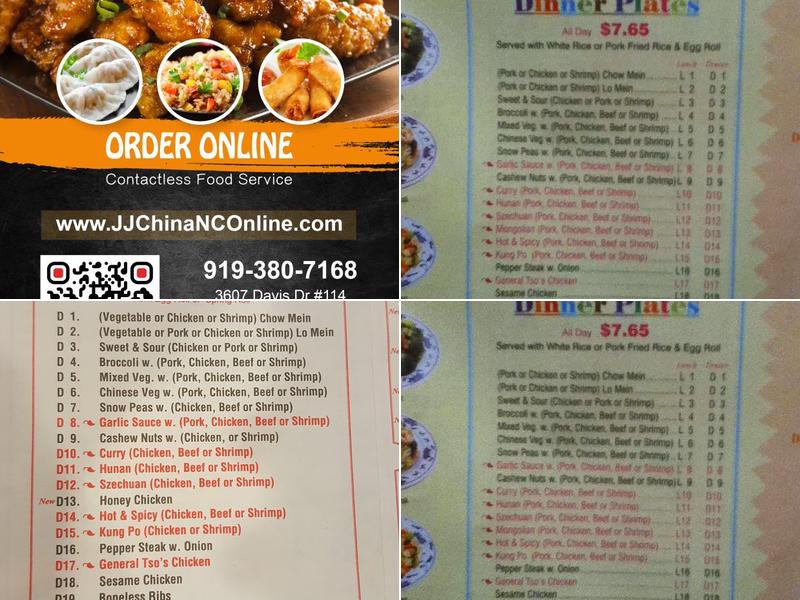 JJ China Restaurant Menu