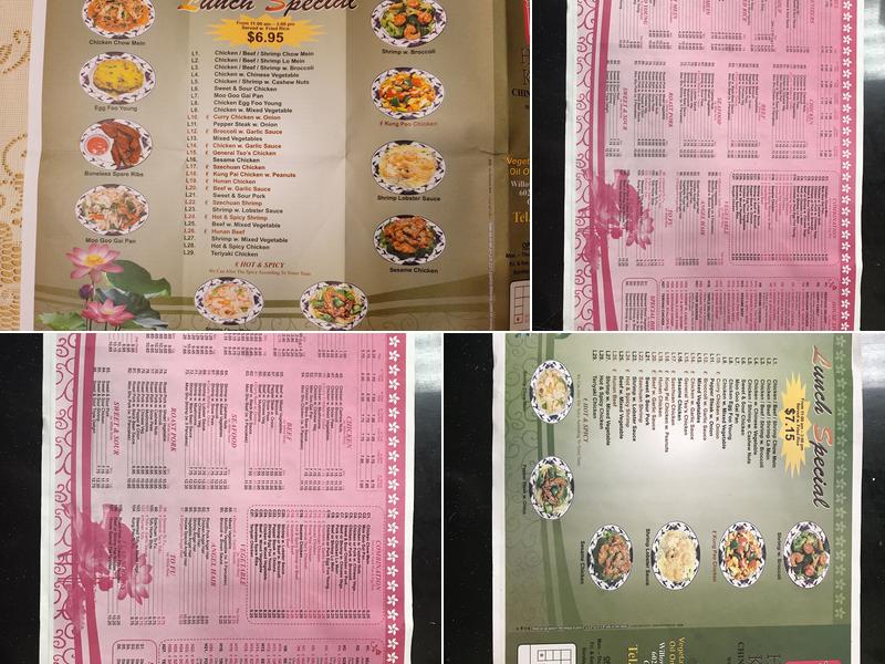 Hong Kong Chinese Restaurant Menu