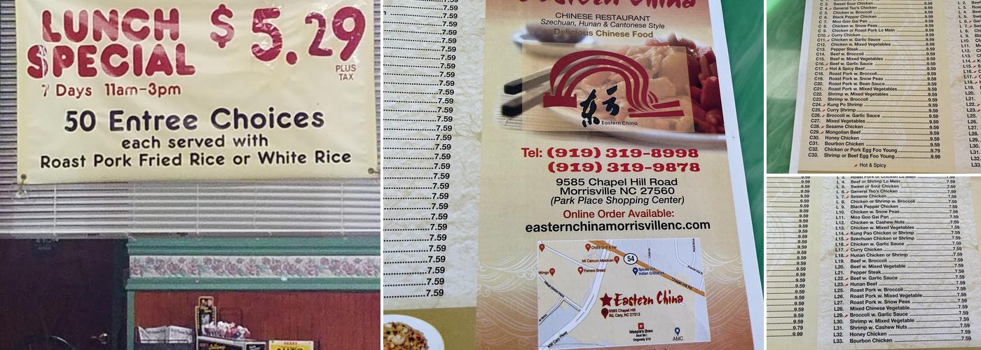 Eastern China Restaurant Menu