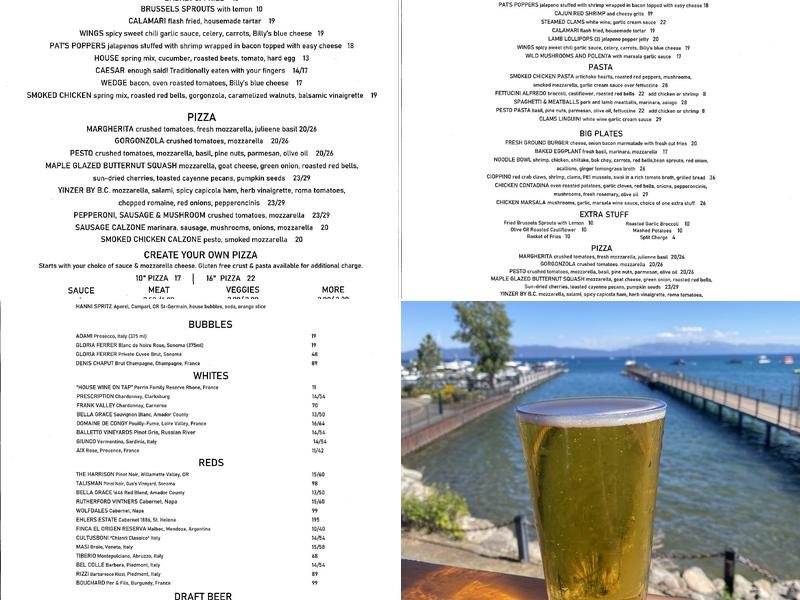 Za's Lakefront Menu