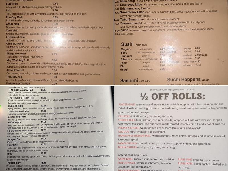 Tahoe City Sushi Menu
