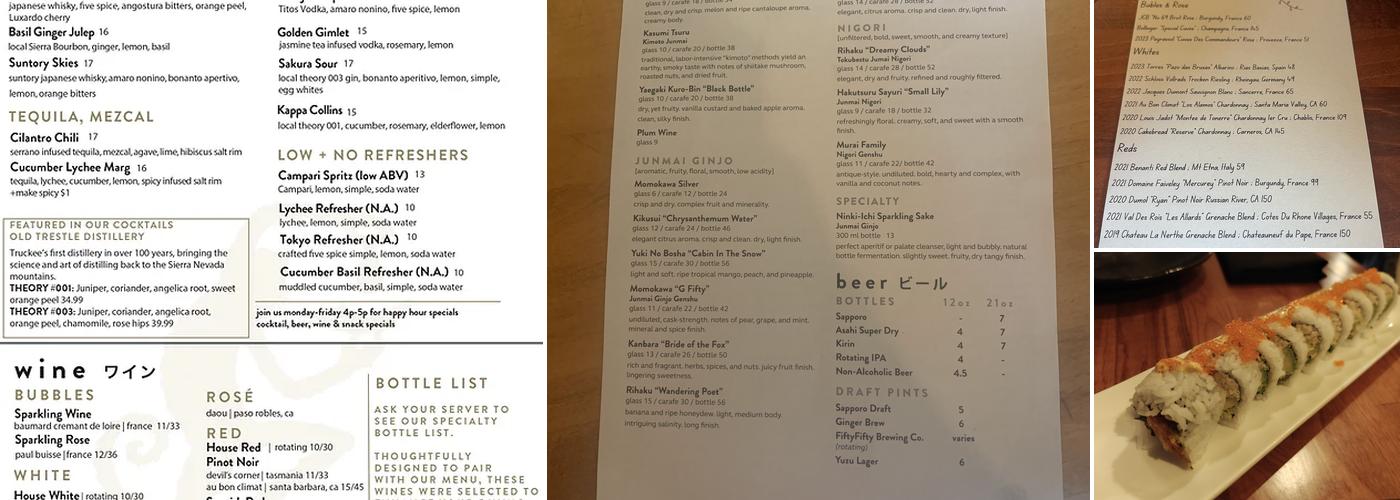 Drunken Monkey Sushi Menu