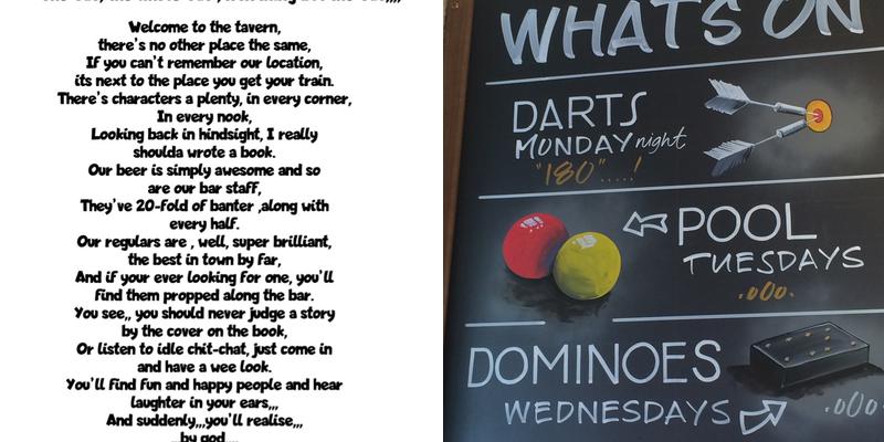 The Railway Tavern Menu