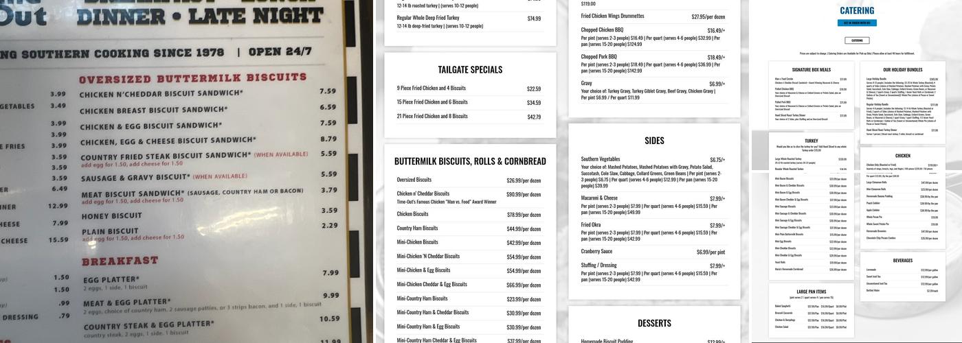 Time-Out Restaurant - East Franklin Menu