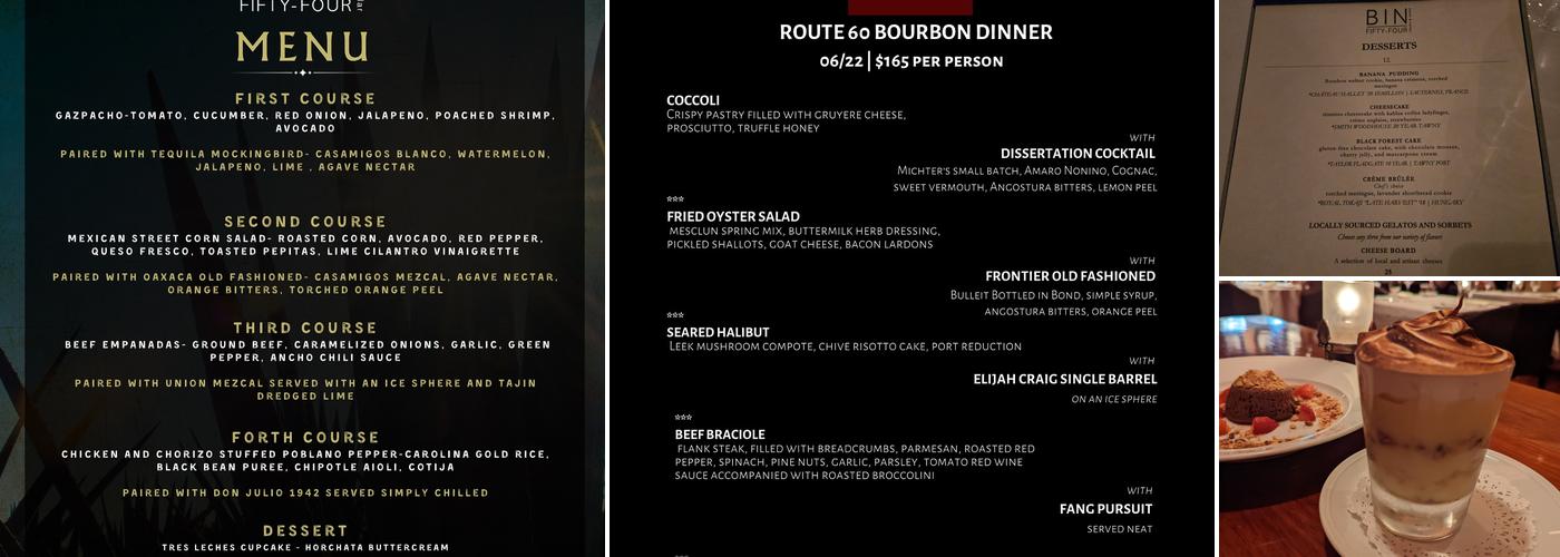 Bin 54 Steak & Cellar Menu